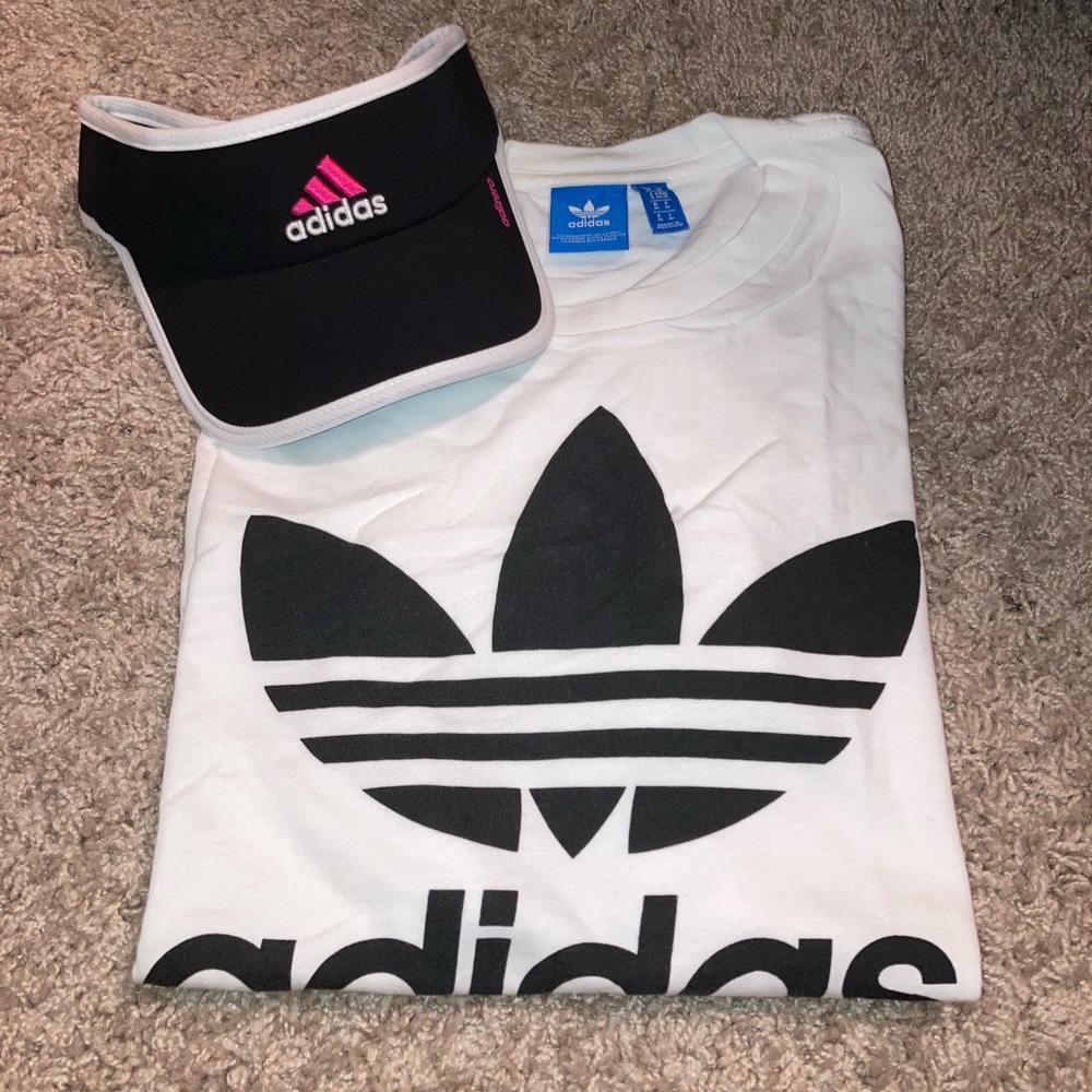 White Adidas Tee w/ visor